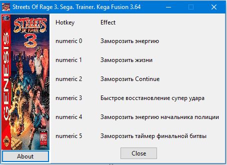 Streets Of Rage 3. Sega MD. Trainer